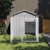 Dog House with Run Light Gray 46.1"x79.1"x48.4" Galvanized Steel